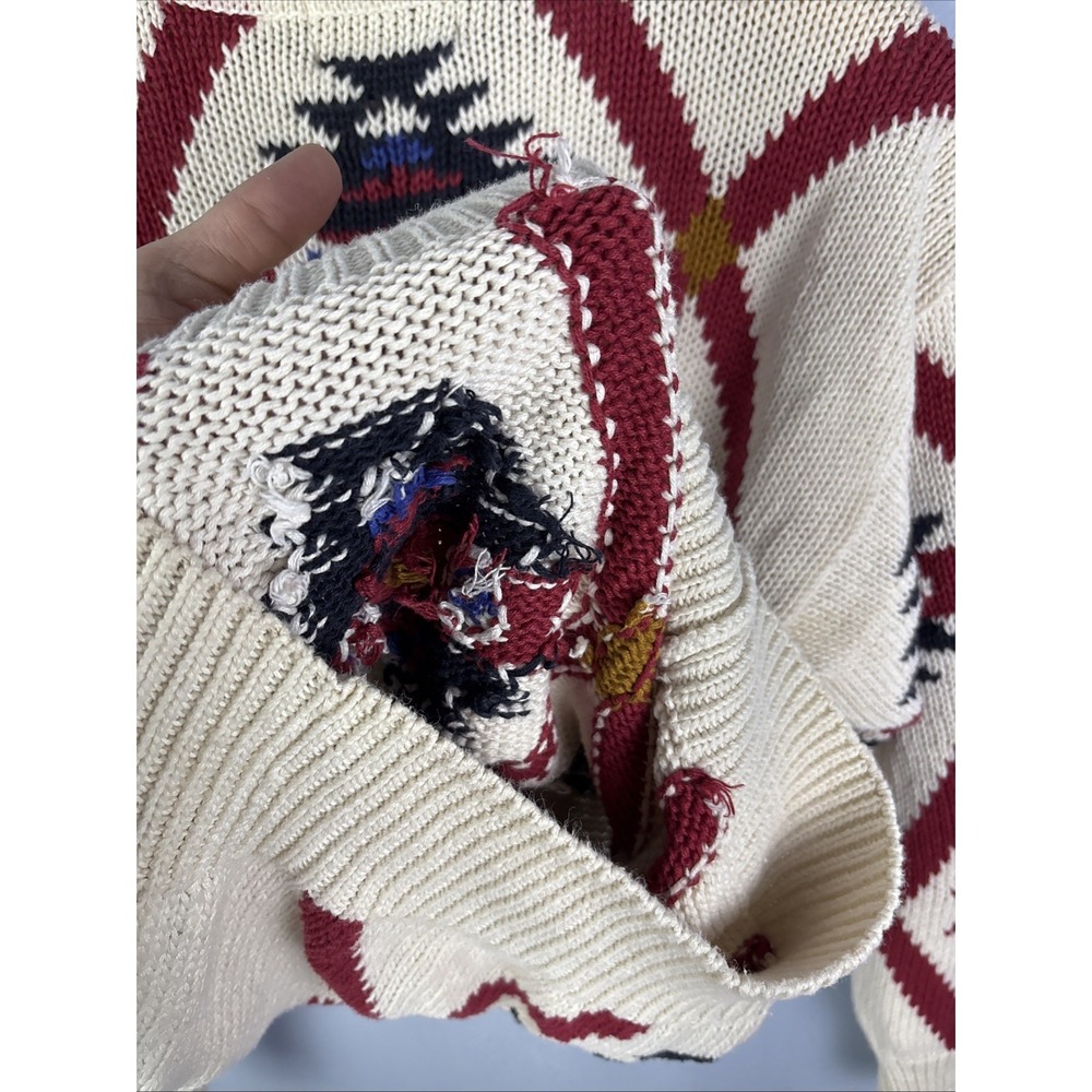 Vintage Members Only Aztec Southwest Pattern Grandpa Knit Sweater Size Large 80s - Picture 9 of 9